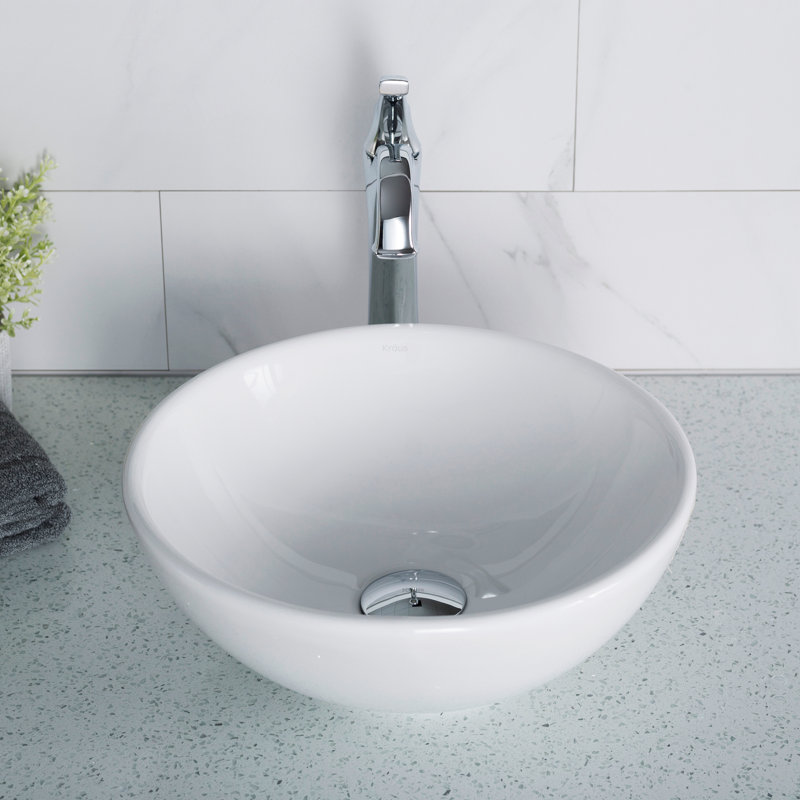 Elavo Ceramic Circular Vessel Bathroom Sink & Reviews Joss & Main